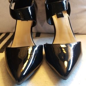Black PU Heels with ankle strap